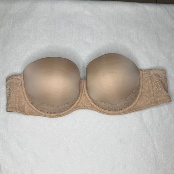 Torrid Curve 46B Nude Strapless Lace Bra Multiway Full Coverage Plus Size - Picture 1 of 4